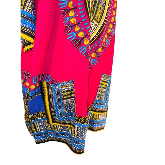 Mama and Papa Vintage Dashiki Shirt Cotton Fuchsia Patchwork Shirt with Pockets - Picture 3 of 10